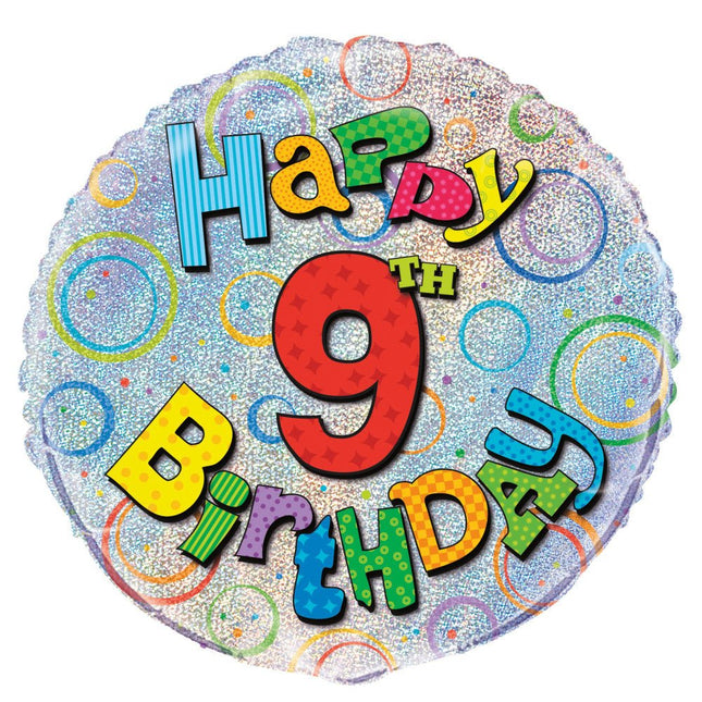 Helium Ballon 9 Jaar Glitters 45cm leeg van Unique koop je bij Partywinkel