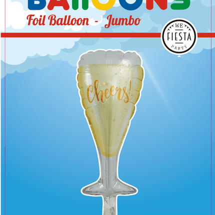 Helium Ballon Champagne Glas Leeg 1,09m van WeFiesta koop je bij Partywinkel