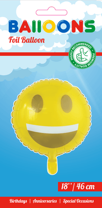 Helium Ballon Emoji Glimlach 45cm leeg van WeFiesta koop je bij Partywinkel