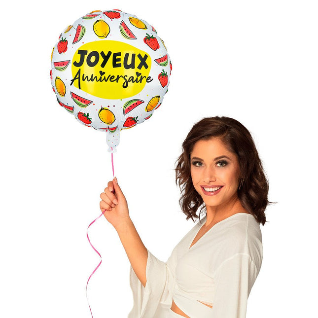 Helium Ballon Fruit Joyeux Anniversaire Leeg 45cm van Boland koop je bij Partywinkel
