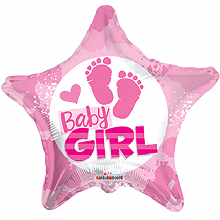 Helium Ballon Geboorte Baby Girl Ster 45cm leeg van WeFiesta koop je bij Partywinkel