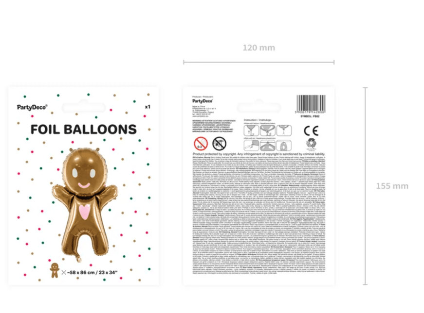 Helium Ballon Gingerbread Leeg 97cm van Partydeco koop je bij Partywinkel