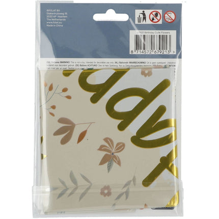 Helium Ballon Happy Birthday Bloemen Roze Goud Leeg 45cm van Folat koop je bij Partywinkel