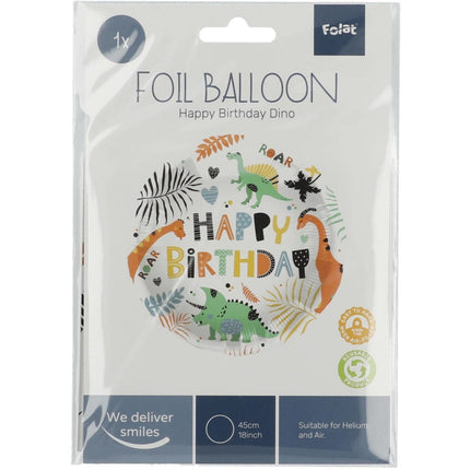 Helium Ballon Happy Birthday Dino Leeg 45cm van Folat koop je bij Partywinkel