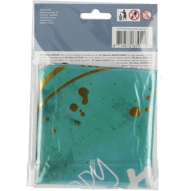 Helium Ballon Happy Birthday Turquoise Leeg 45cm van Folat koop je bij Partywinkel
