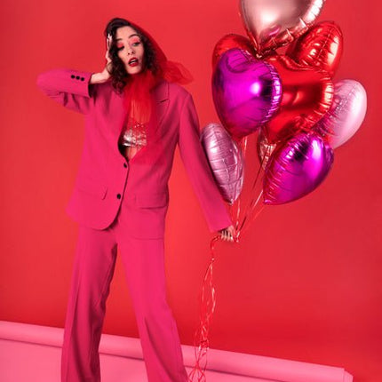 Helium Ballon Hart Fuchsia Leeg 45cm van Partydeco koop je bij Partywinkel