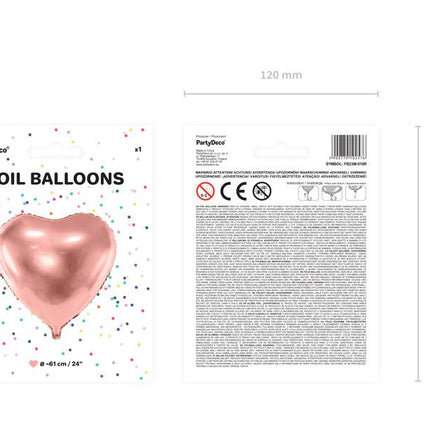 Helium Ballon Hart Rose Goud Leeg 61cm van Partydeco koop je bij Partywinkel