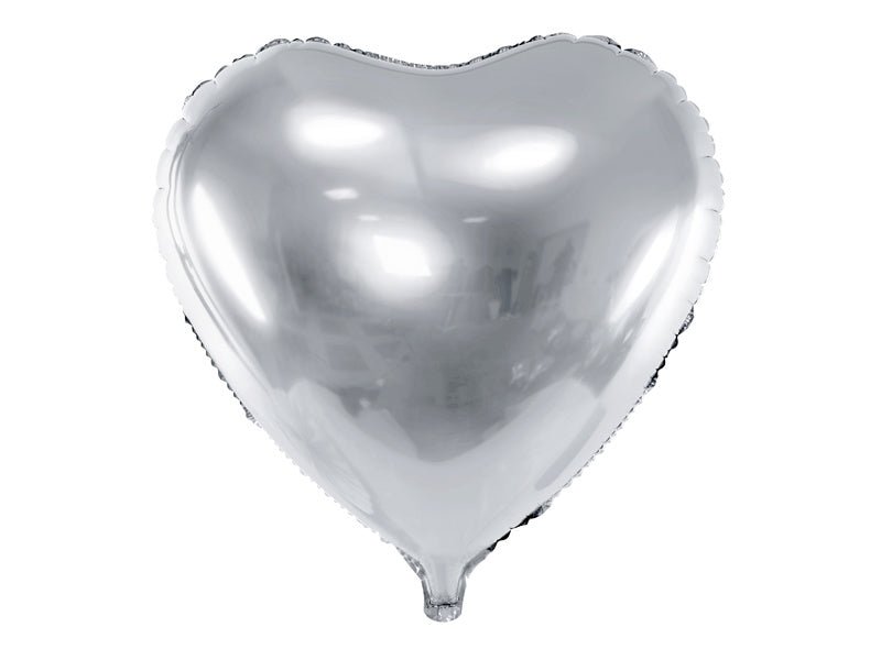Helium Ballon Hart Zilver Leeg 45cm van Partydeco koop je bij Partywinkel