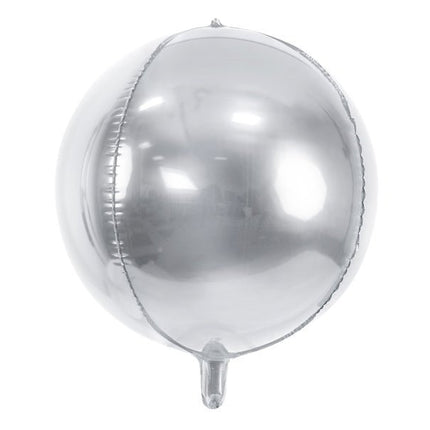 Helium Ballon Rond Zilver Leeg 40cm van Partydeco koop je bij Partywinkel