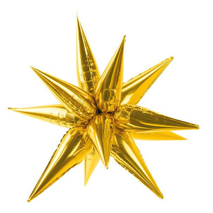 Helium Ballon Ster 3D Goud Leeg 95cm van Partydeco koop je bij Partywinkel