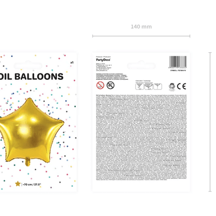 Helium Ballon Ster Goud Leeg 70cm van Partydeco koop je bij Partywinkel