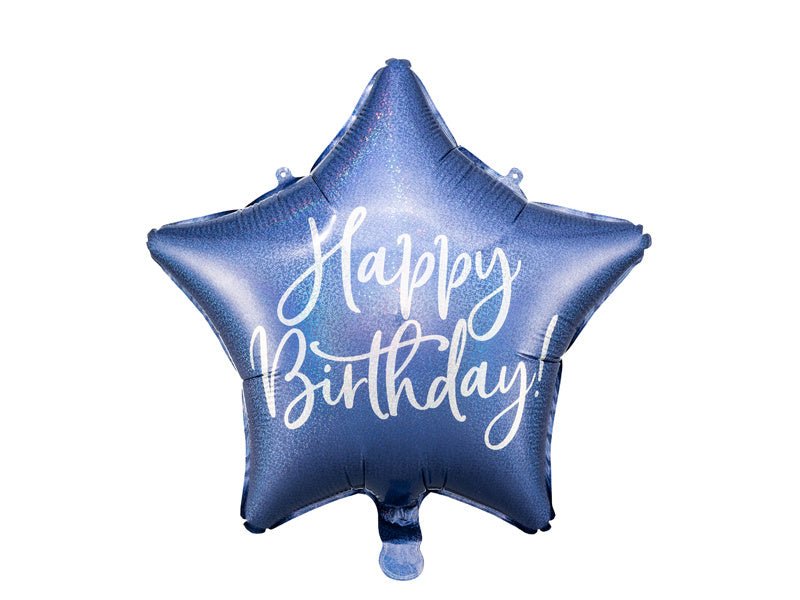 Helium Ballon Ster Happy Birthday Navy Blue Leeg 40cm van Partydeco koop je bij Partywinkel