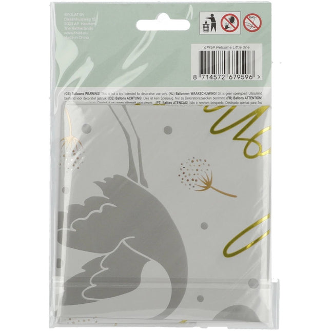 Helium Ballon Welcome Little One Ooievaar Leeg 45cm van Folat koop je bij Partywinkel