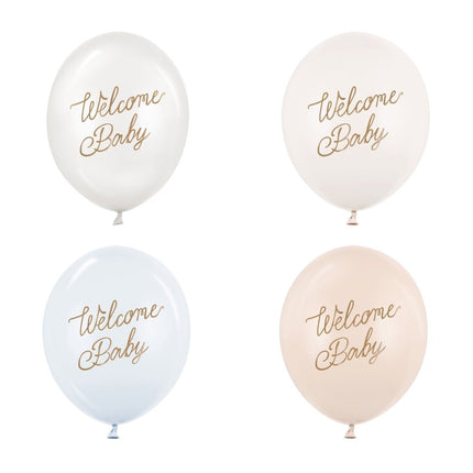 Hello Baby Ballonnen Blauw Wit 30cm 50st van Partydeco koop je bij Partywinkel