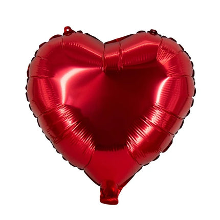 Globo de helio con forma de corazón, rojo brillante, sin gas, 45 cm