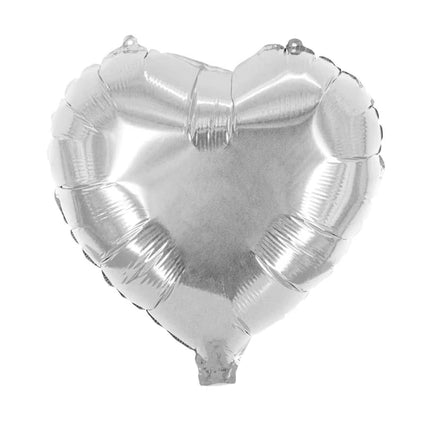 Globo de helio con forma de corazón, plateado brillante, sin gas, 45 cm