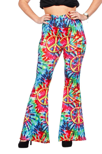 Hippie 60S Broek Dames Tie Dye van Wilbers & Wilbers koop je bij Partywinkel