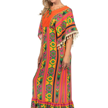 Hippie 60S Jurk Gekleurd Dames Lang van Wilbers & Wilbers koop je bij Partywinkel