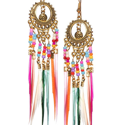 Hippie 60S Oorbellen Veren van Wilbers & Wilbers koop je bij Partywinkel