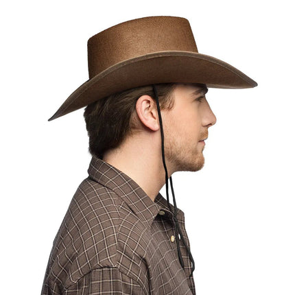 Hoed cowboy Wyatt bruin van Boland koop je bij Partywinkel