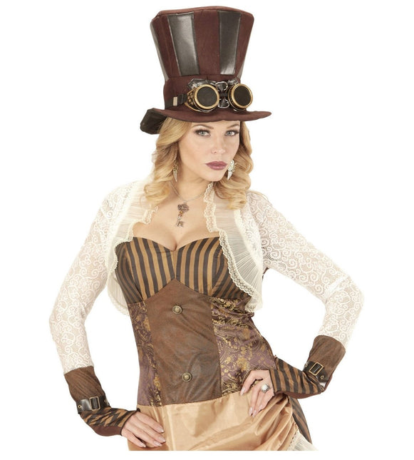Hoed Steampunk Hoog Met Bril van Widmann koop je bij Partywinkel