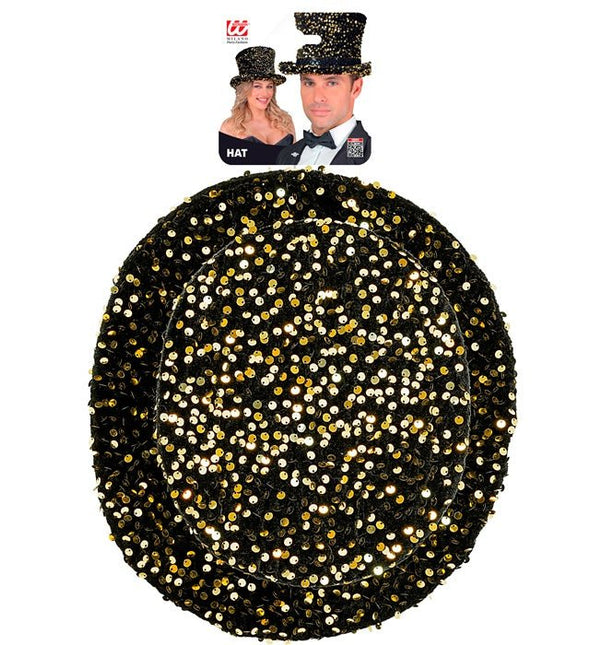 Hoge Hoed Pailletten Zwart/Goud van Widmann koop je bij Partywinkel