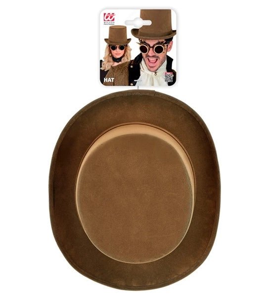 HOGE HOED VINTAGE SUEDE BRUIN 15 CM van Widmann koop je bij Partywinkel