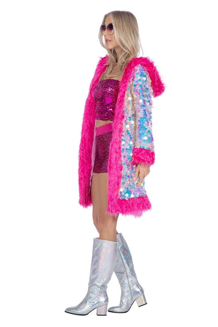 Holografisch Jas Dames Lang Met Pailletten van Wilbers & Wilbers koop je bij Partywinkel