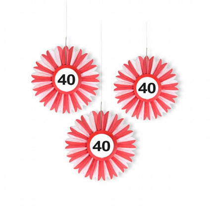 Honeycomb 40 Jaar Verkeersbord 25cm 3st van Folat koop je bij Partywinkel