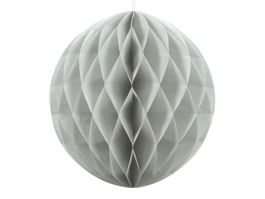 Honeycomb Bal Lichtgrijs 20cm van Partydeco koop je bij Partywinkel
