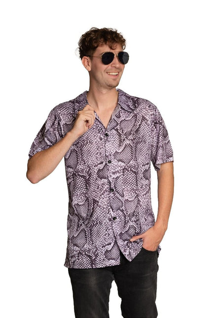 Camisa Estampado Serpiente Plata Hombre