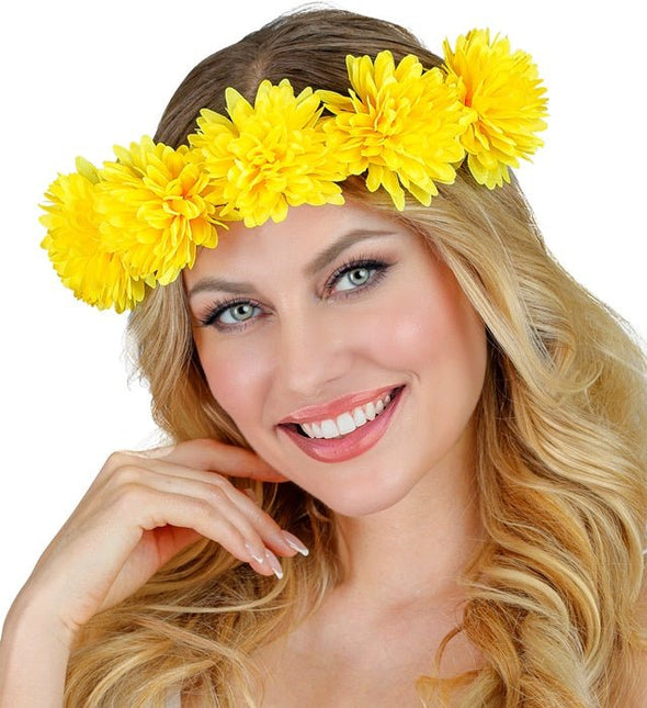Hoofdband Bloemen Geel van Widmann koop je bij Partywinkel