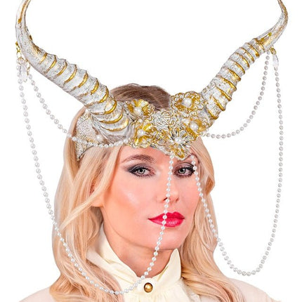 Hoofdbedekking hoorn wit goud van Widmann koop je bij Partywinkel