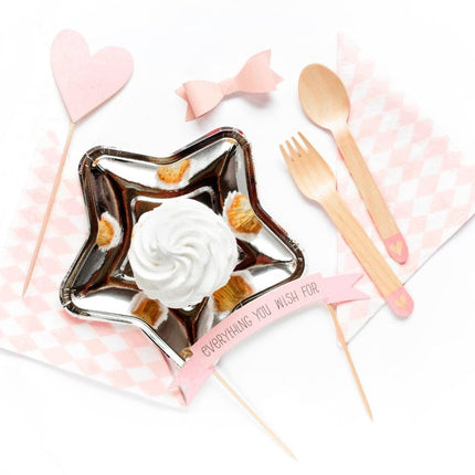 Houten Bestek Roze 16cm 18 delig van Partydeco koop je bij Partywinkel