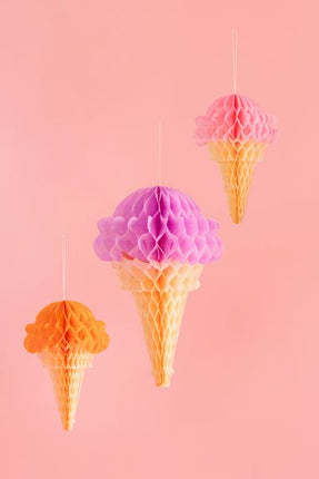 Ijsjes Honeycombs Gekleurd 30cm 3st van Partydeco koop je bij Partywinkel