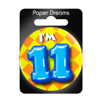 I'm 11 Button 11 Jaar 5,5cm van Paper Dreams koop je bij Partywinkel