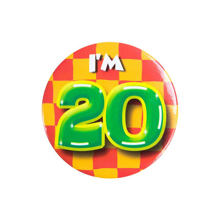 I'm 20 Button 20 Jaar 5,5cm van Paper Dreams koop je bij Partywinkel