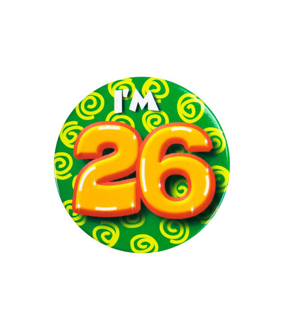 I'm 26 Button 26 Jaar 5,5cm van Paper Dreams koop je bij Partywinkel