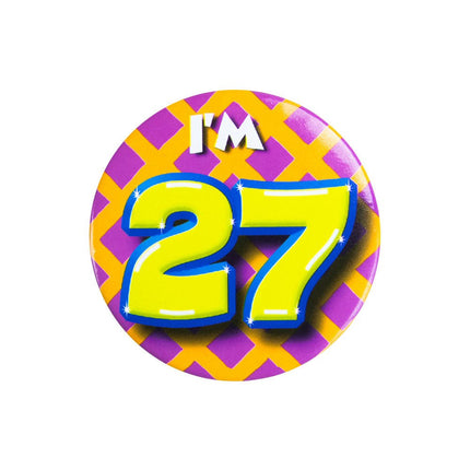 I'm 27 Button 27 Jaar 5,5cm van Paper Dreams koop je bij Partywinkel