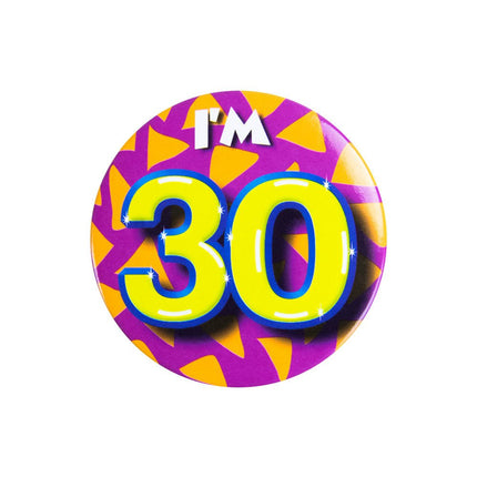 I'm 30 Button 30 Jaar 5,5cm van Paper Dreams koop je bij Partywinkel
