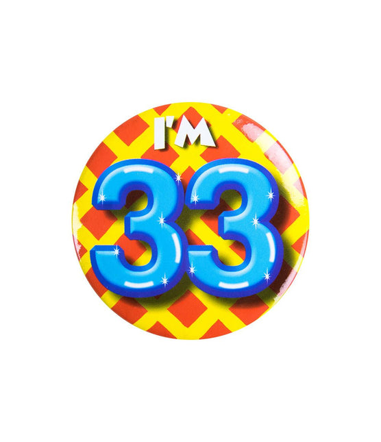 I'm 33 Button 33 Jaar 5,5cm van Paper Dreams koop je bij Partywinkel