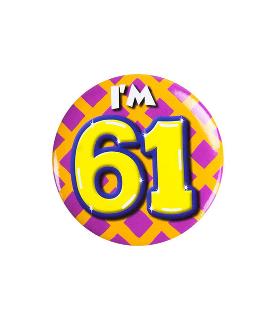 I'm 61 Button 61 Jaar 5,5cm van Paper Dreams koop je bij Partywinkel