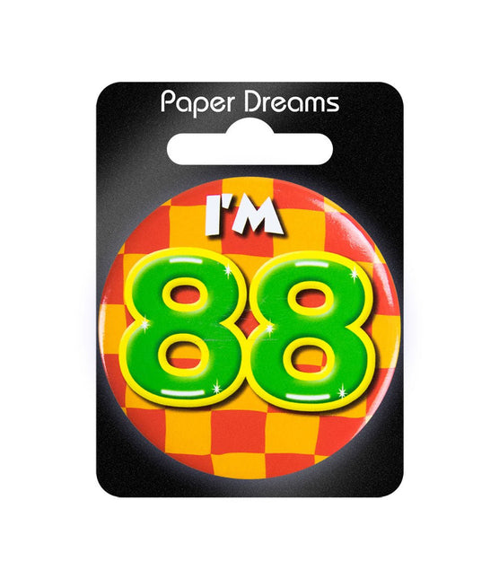 I'm 88 Button 88 Jaar 5,5cm van Paper Dreams koop je bij Partywinkel