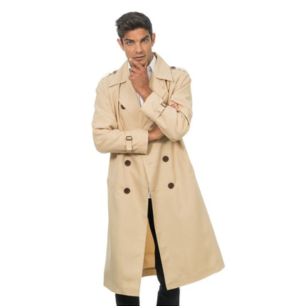 Gabardina beige de estilo detective para hombre