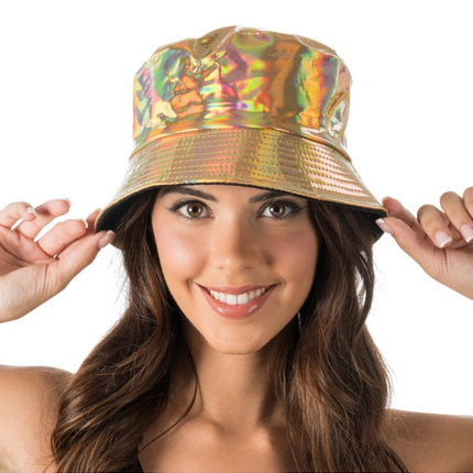 Sombrero de pescador dorado iridiscente, talla única