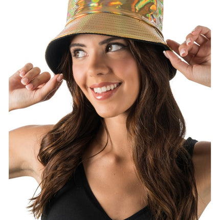 Sombrero de pescador dorado iridiscente, talla única