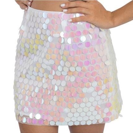 Falda blanca con lentejuelas para mujer