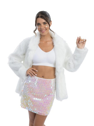 Falda blanca con lentejuelas para mujer
