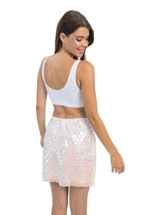 Falda blanca con lentejuelas para mujer