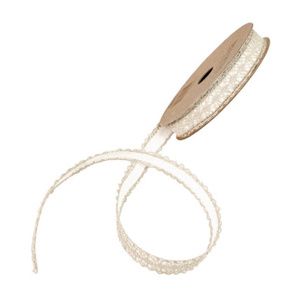 CINTA ADHESIVA DE ENCAJE DE ALGODÓN MARFIL 1 CM X 2 M